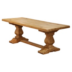 Early 20th Century French Louis XIII Bleached Oak Trestle Refectory Dining Table