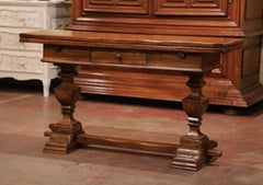 Early 20th Century French Louis XIII Carved Hinged-Top Trestle Console Table