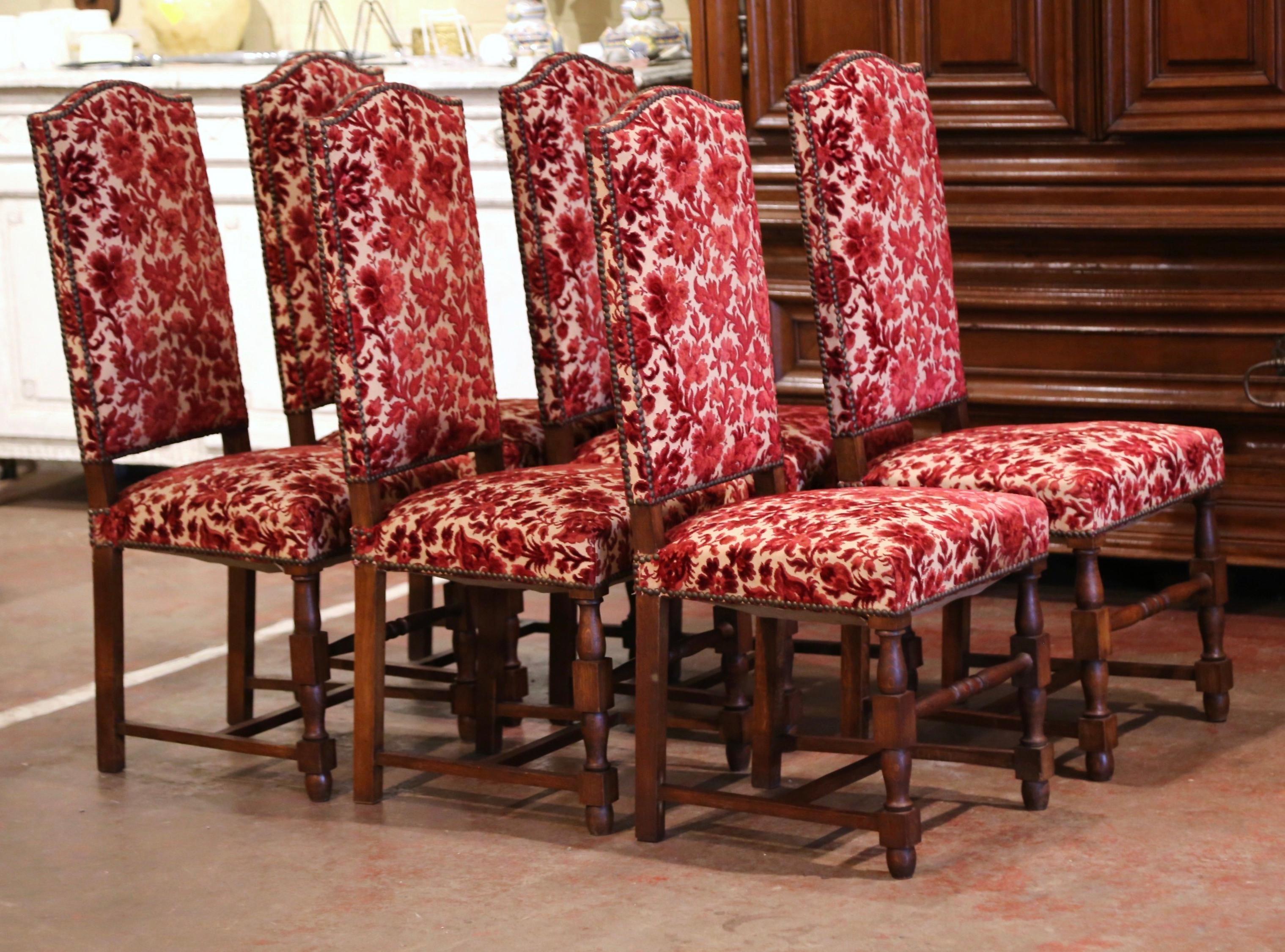 Early 20th Century French Louis XIII Carved Oak Walnut Dining Chairs-Set of Six 1