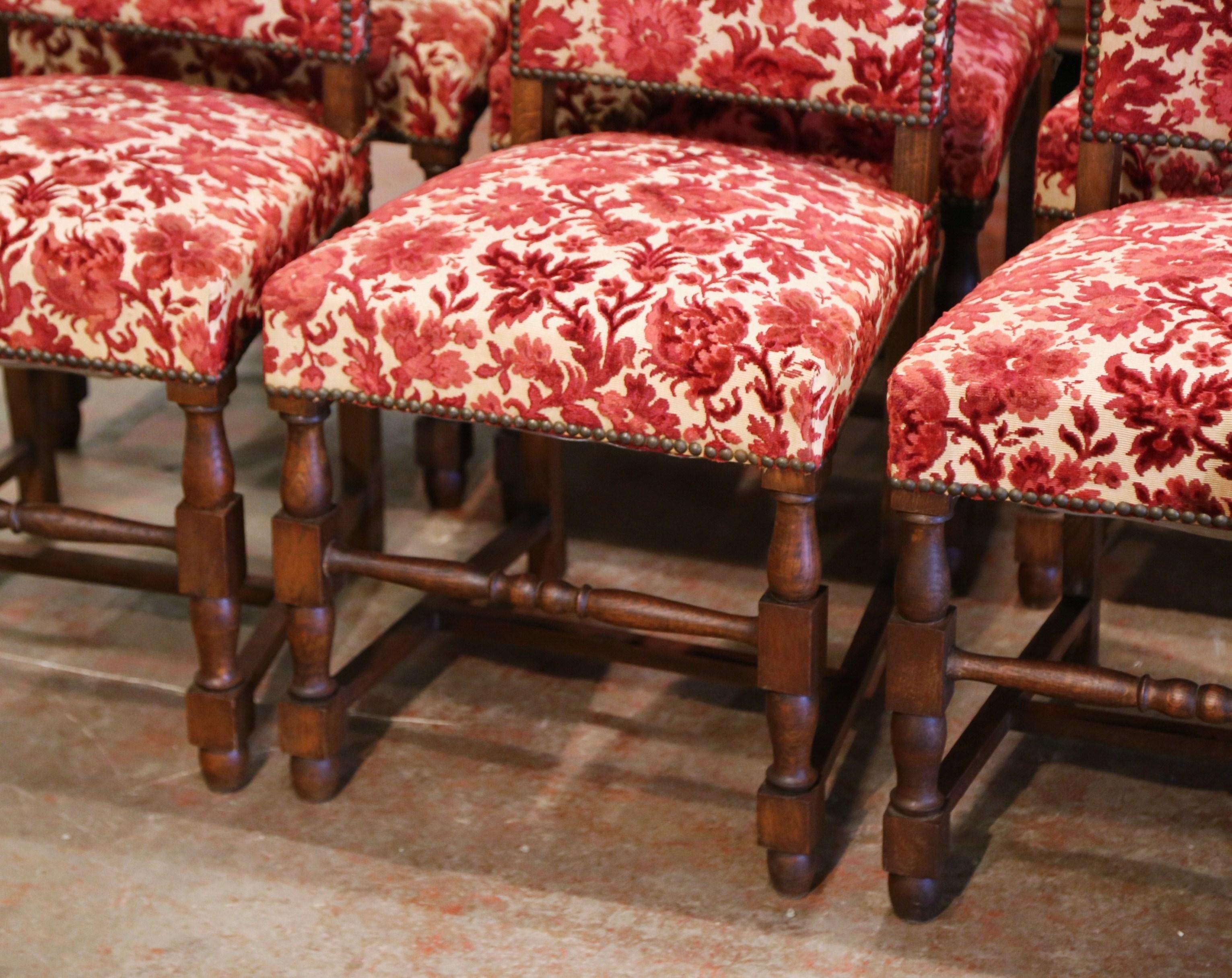 Early 20th Century French Louis XIII Carved Oak Walnut Dining Chairs-Set of Six 3