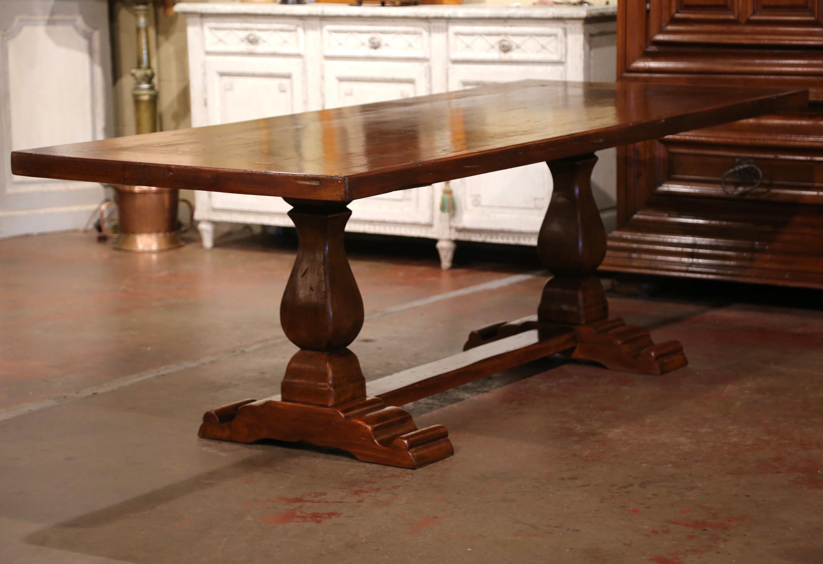 Early 20th Century French Louis XIII Carved Walnut Trestle Base Farm Table 4