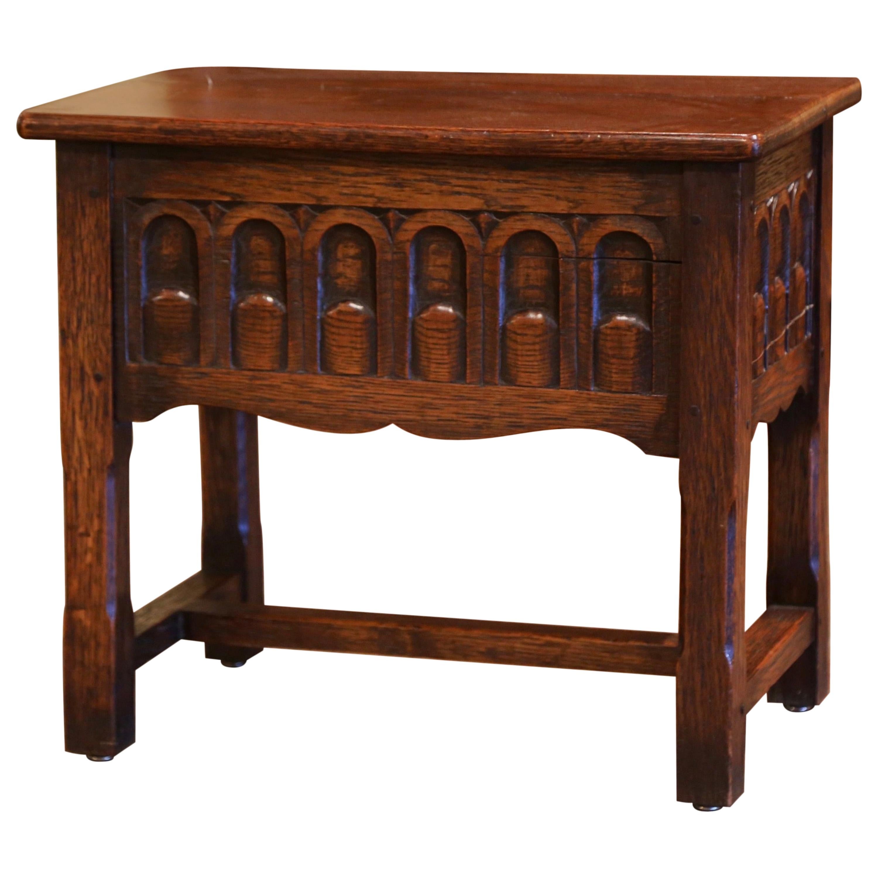 Early 20th Century French Louis XIV Carved Oak Side Table, Coffer Storage Bench
