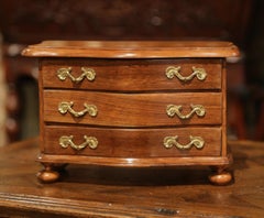 Early 20th Century French Louis XIV Carved Walnut Bombe Miniature Commode Chest