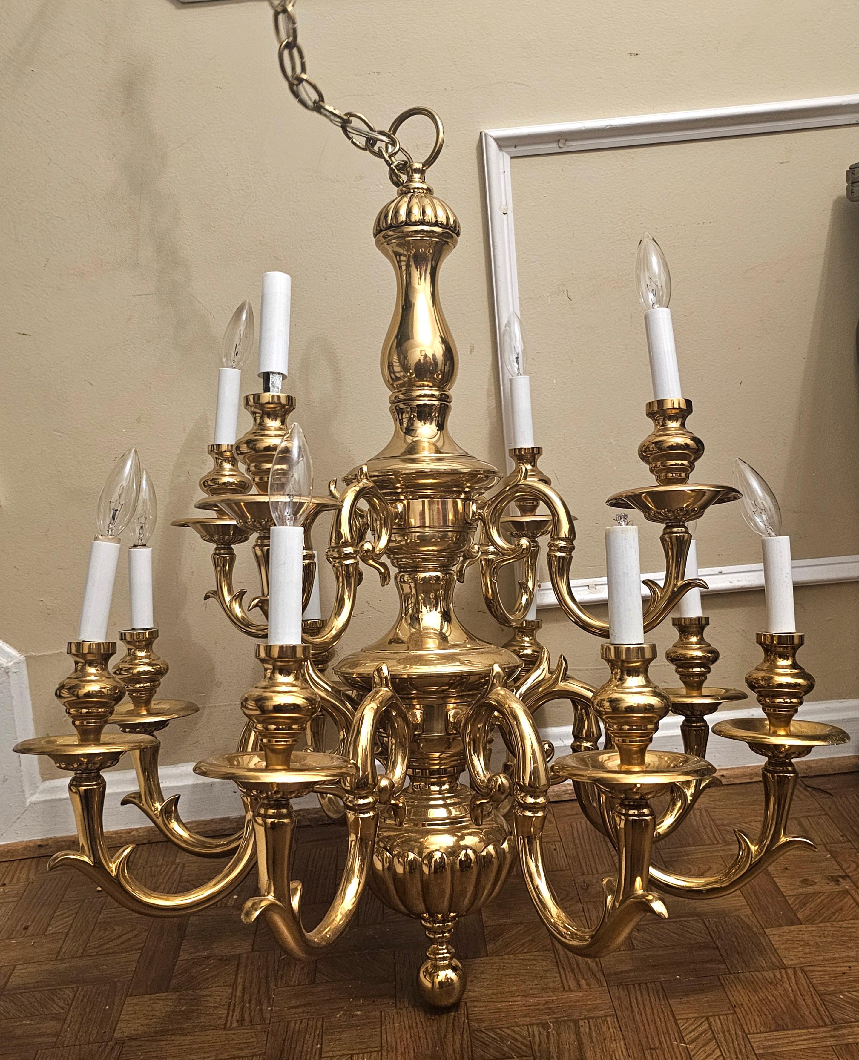 American Early 20th Century French Louis XIV Style Twelve Branch Ormolu Chandelier For Sale