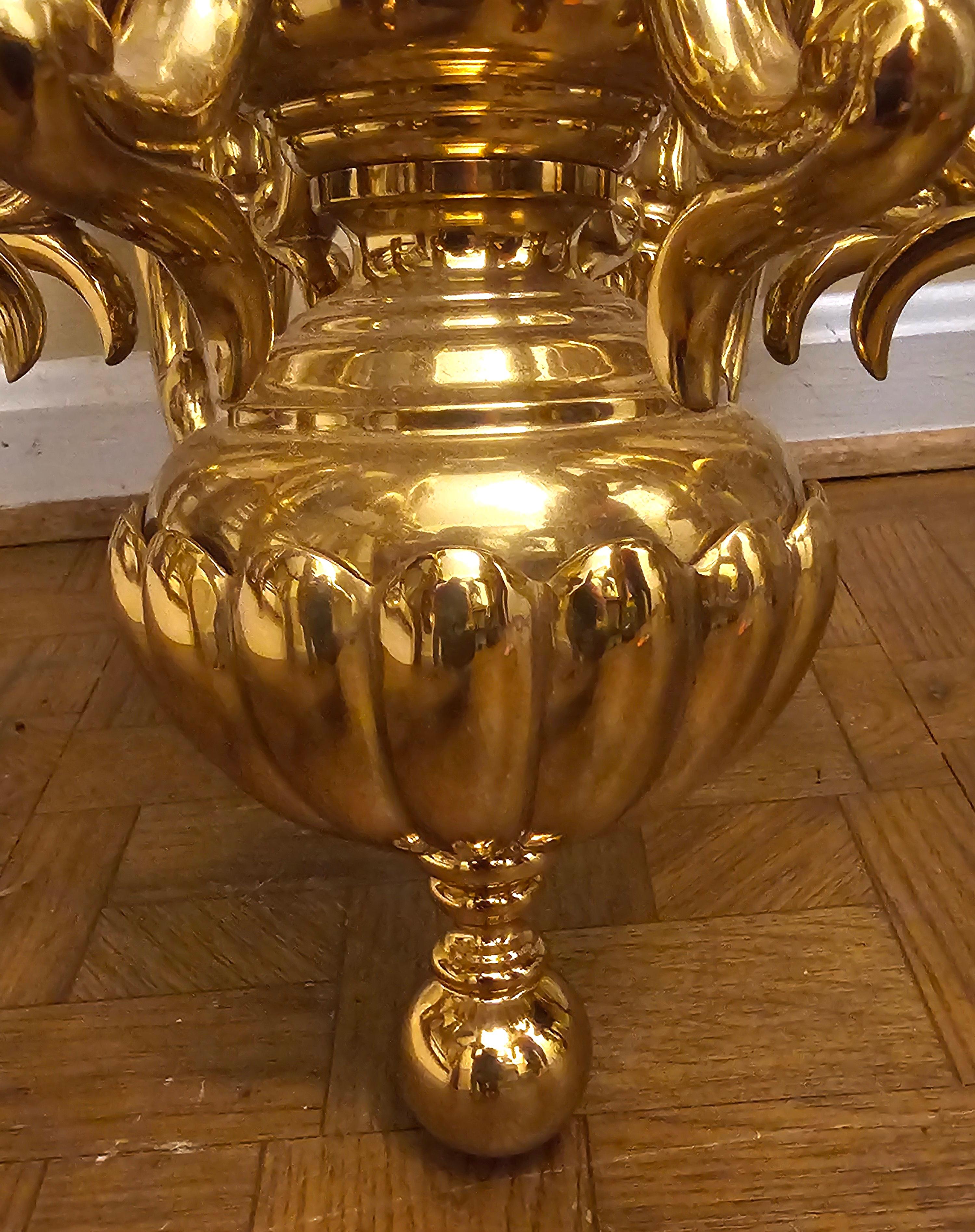 Early 20th Century French Louis XIV Style Twelve Branch Ormolu Chandelier In Good Condition For Sale In Germantown, MD