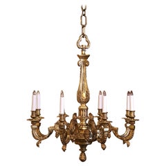 Lustre à huit lumières en bronze doré Louis XV du début du XXe siècle