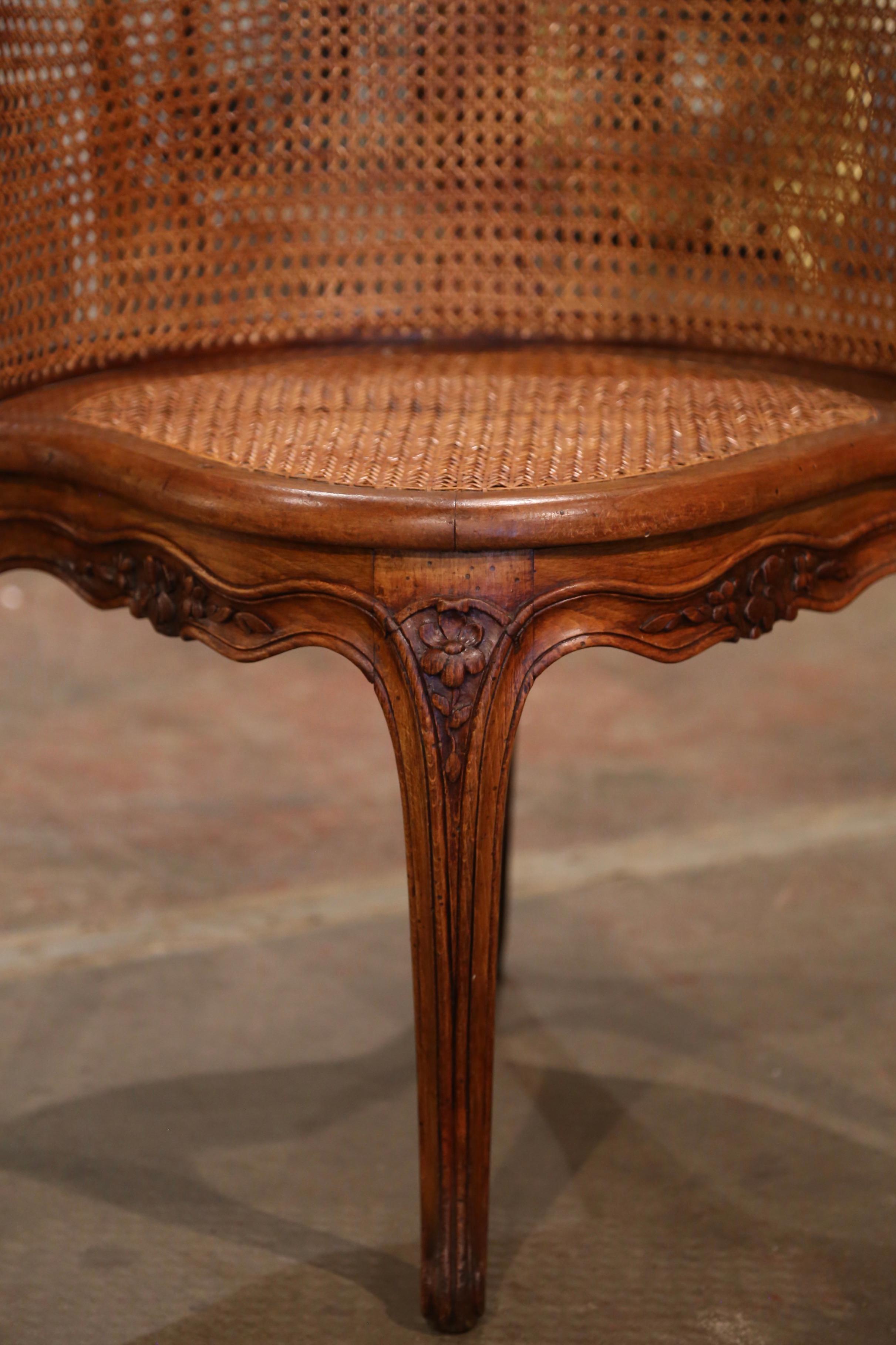 Early 20th Century French Louis XV Cane Desk Armchair with Leather Armrests 2