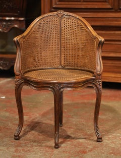 Early 20th Century French Louis XV Carved and Double-Cane Desk Armchair