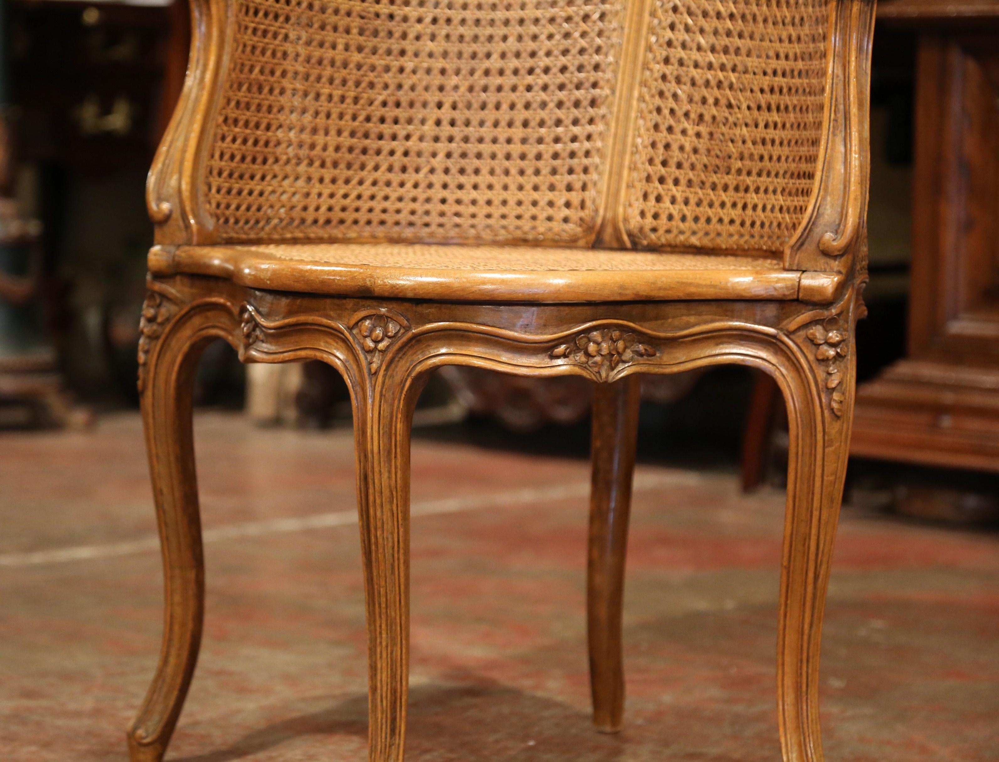 Early 20th Century French Louis XV Carved and Double-Cane Desk Armchair 2