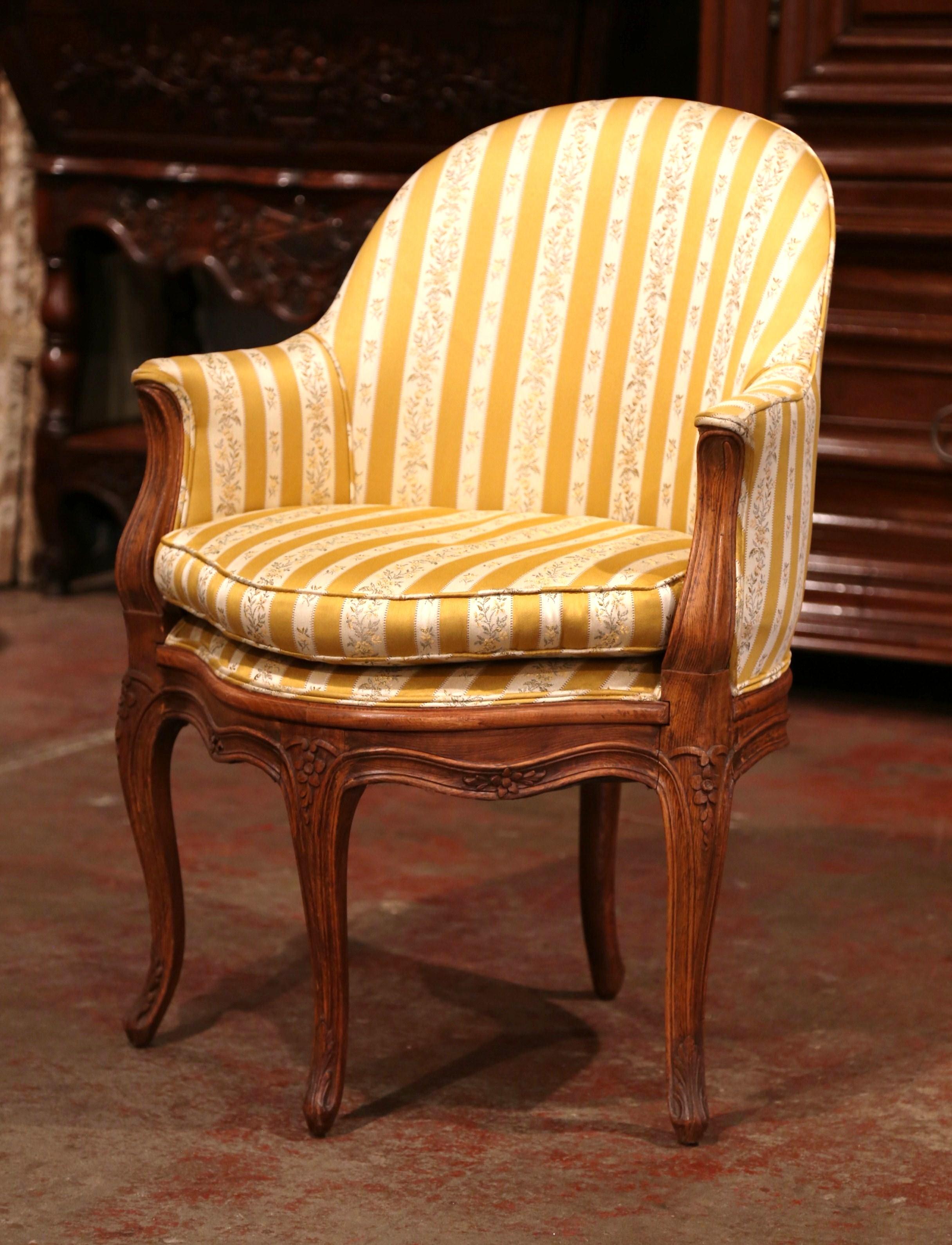 Early 20th Century French Louis XV Carved Beech and Upholstered Desk Armchair In Excellent Condition In Dallas, TX