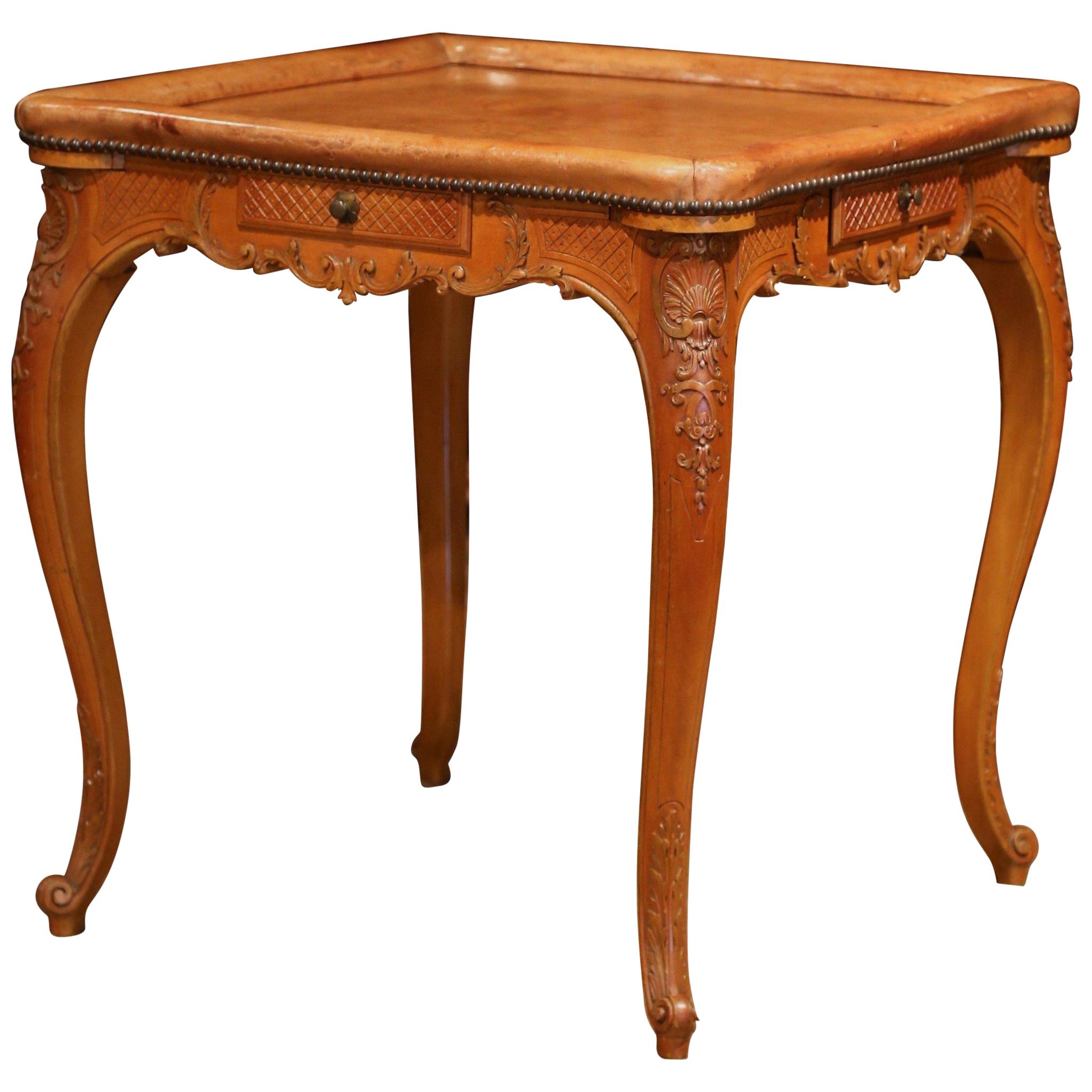 French Louis XV Style Marquetry Inlaid Bronze Swivel Top Card Game