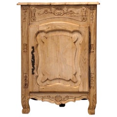 Early 20th Century French Louis XV Carved Oak Corner Cabinet from Normandy