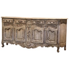 Early 20th Century French Louis XV Carved Painted Four-Door Buffet from Provence