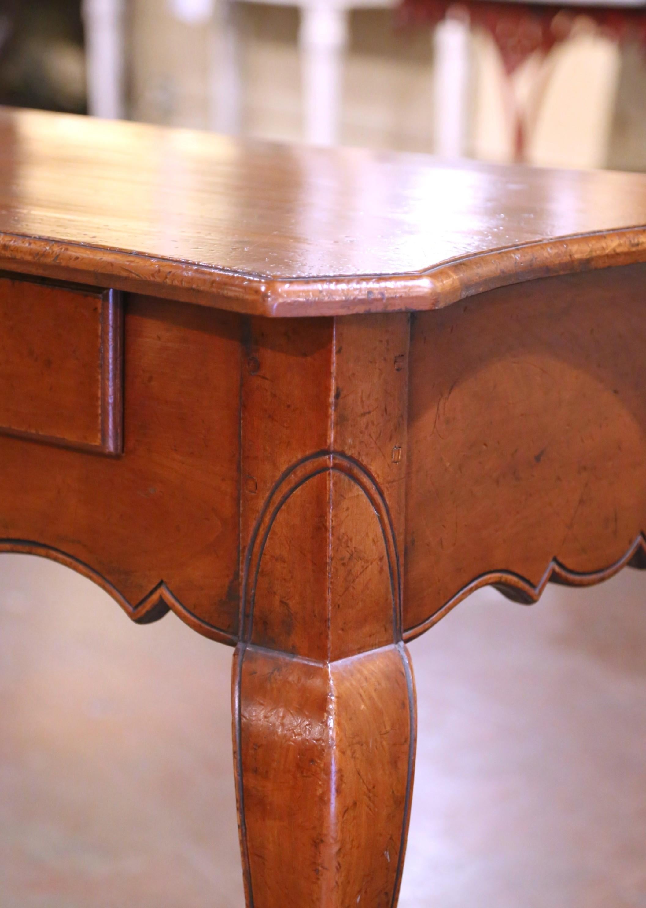 Louis XIV Early 20th Century French Louis XV Carved Walnut Three-Drawer Console Table For Sale