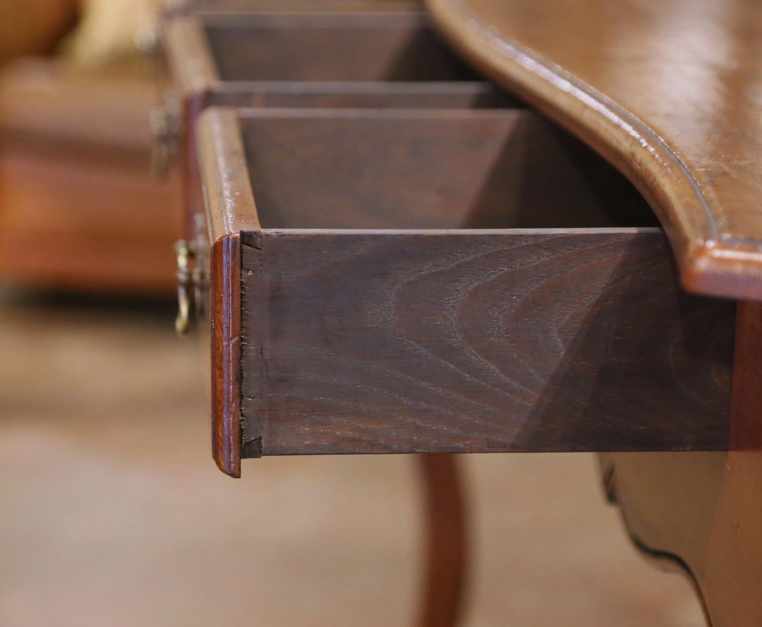 Early 20th Century French Louis XV Carved Walnut Three-Drawer Console Table For Sale 4