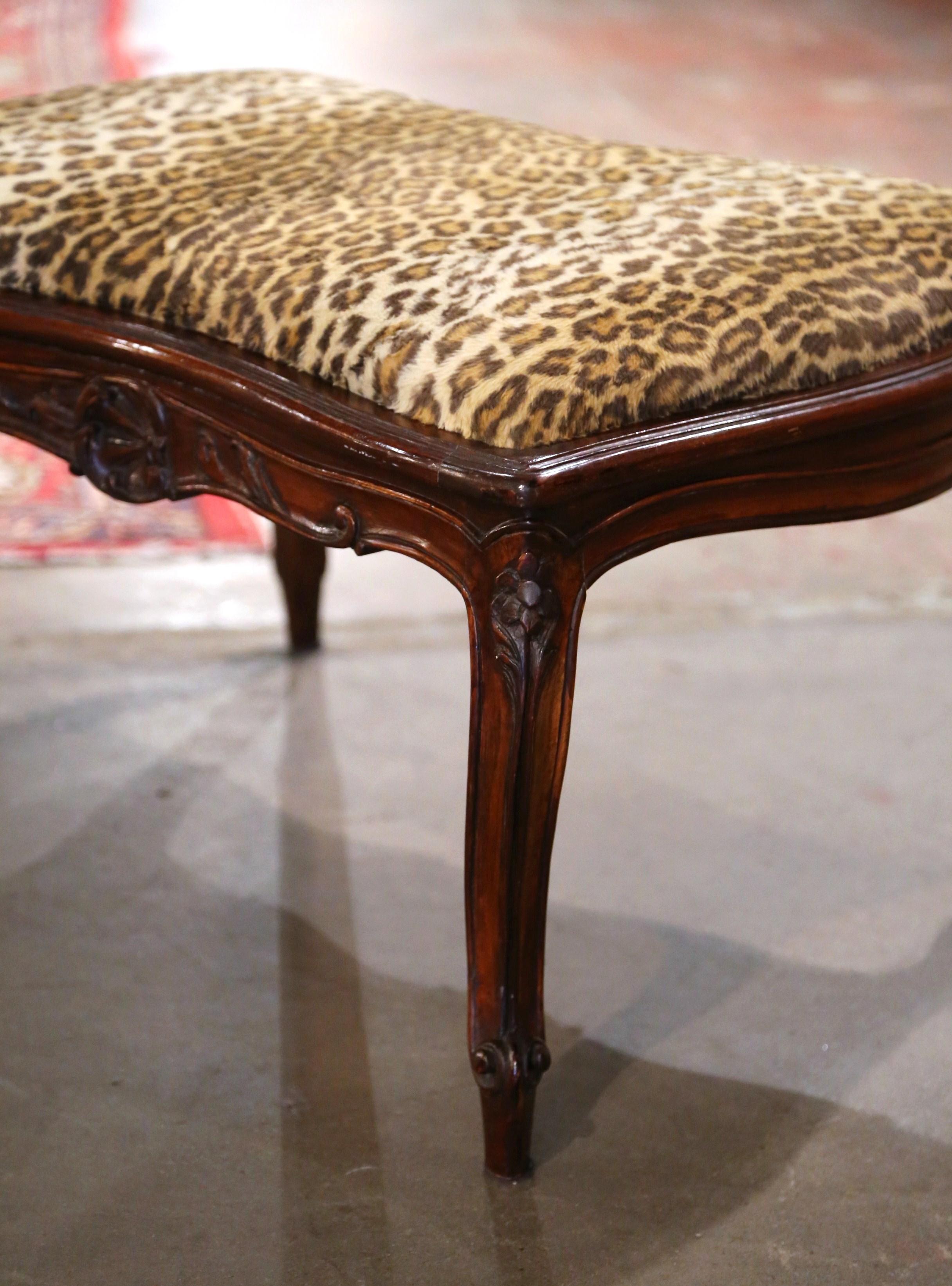 Early 20th Century French Louis XV Carved Walnut with Faux Fur Upholstery  For Sale 3