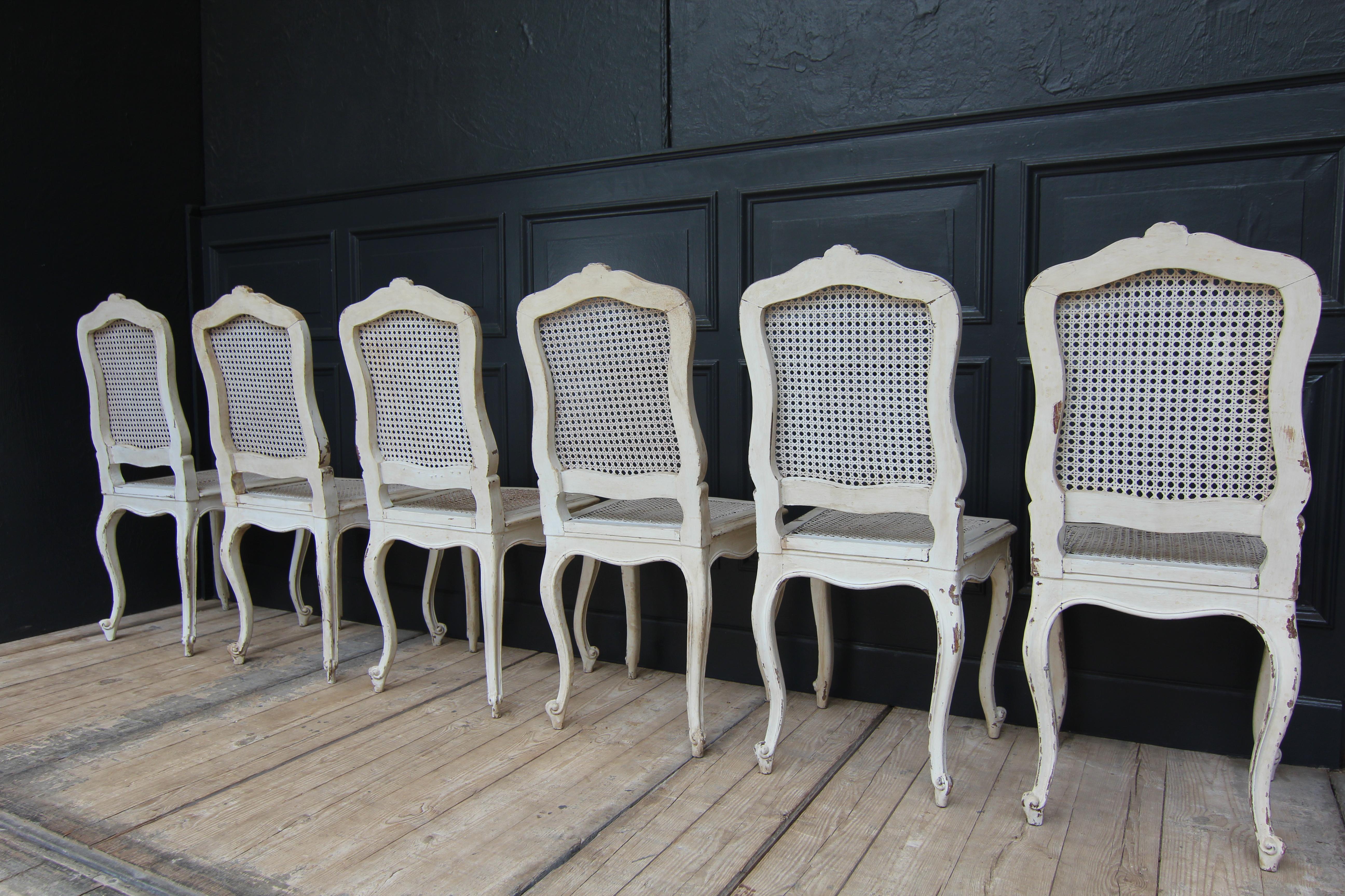 Early 20th Century French Louis XV Chairs in original Paint, Set of 6 7