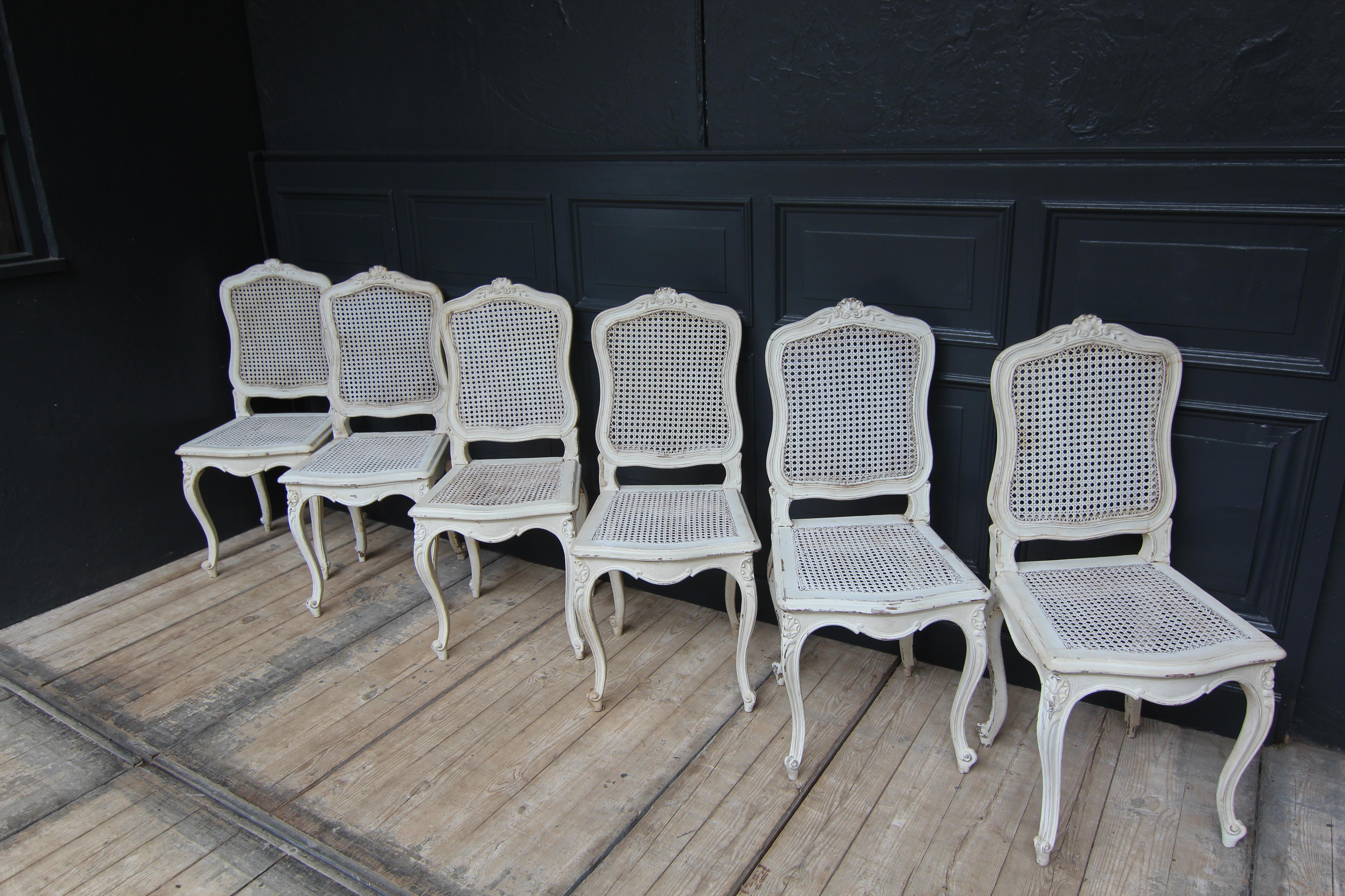Early 20th Century French Louis XV Chairs in original Paint, Set of 6 1