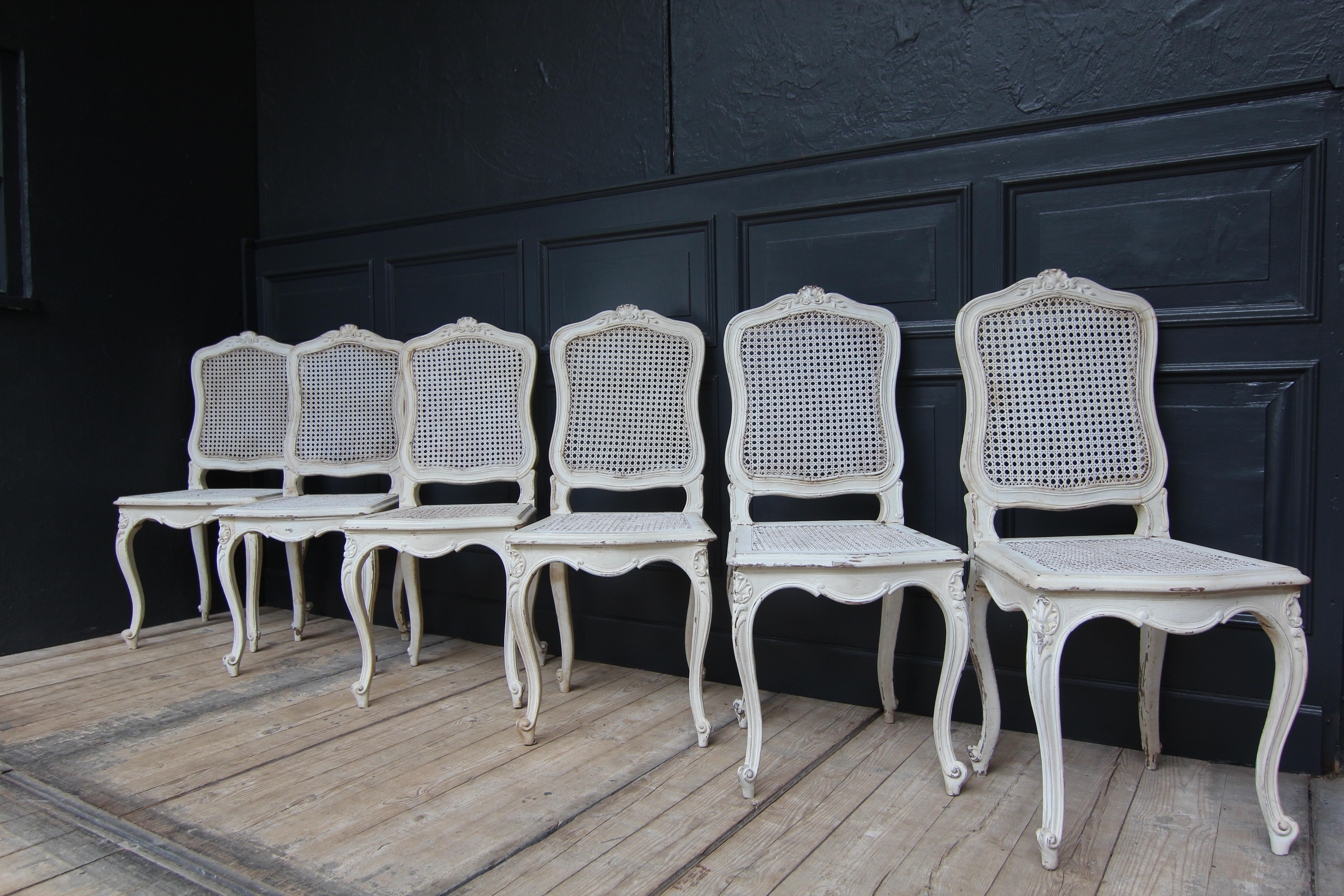 Early 20th Century French Louis XV Chairs in original Paint, Set of 6 2