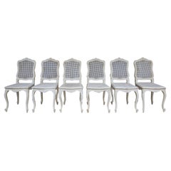 Chaises Louis XV françaises du début du XXe siècle peintes d'origine, lot de 6