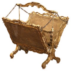 Early 20th Century French Louis XV Giltwood Cane Canterbury Magazine Rack