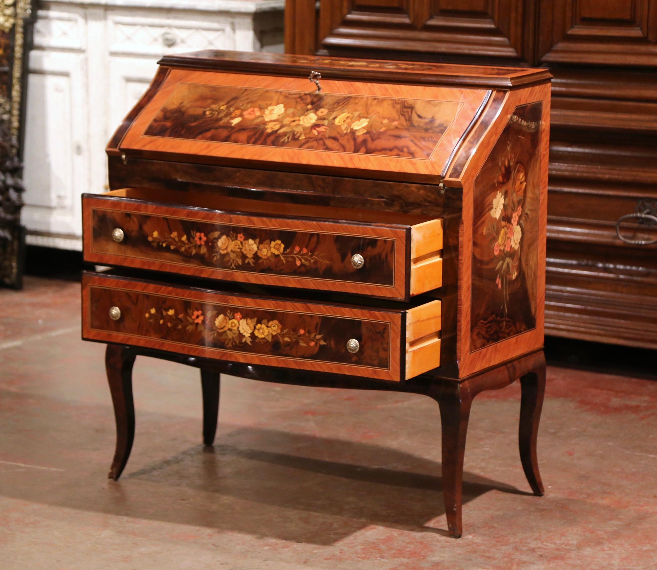 Early 20th Century French Louis XV Inlaid Marquetry Secretary Lady's Desk 5