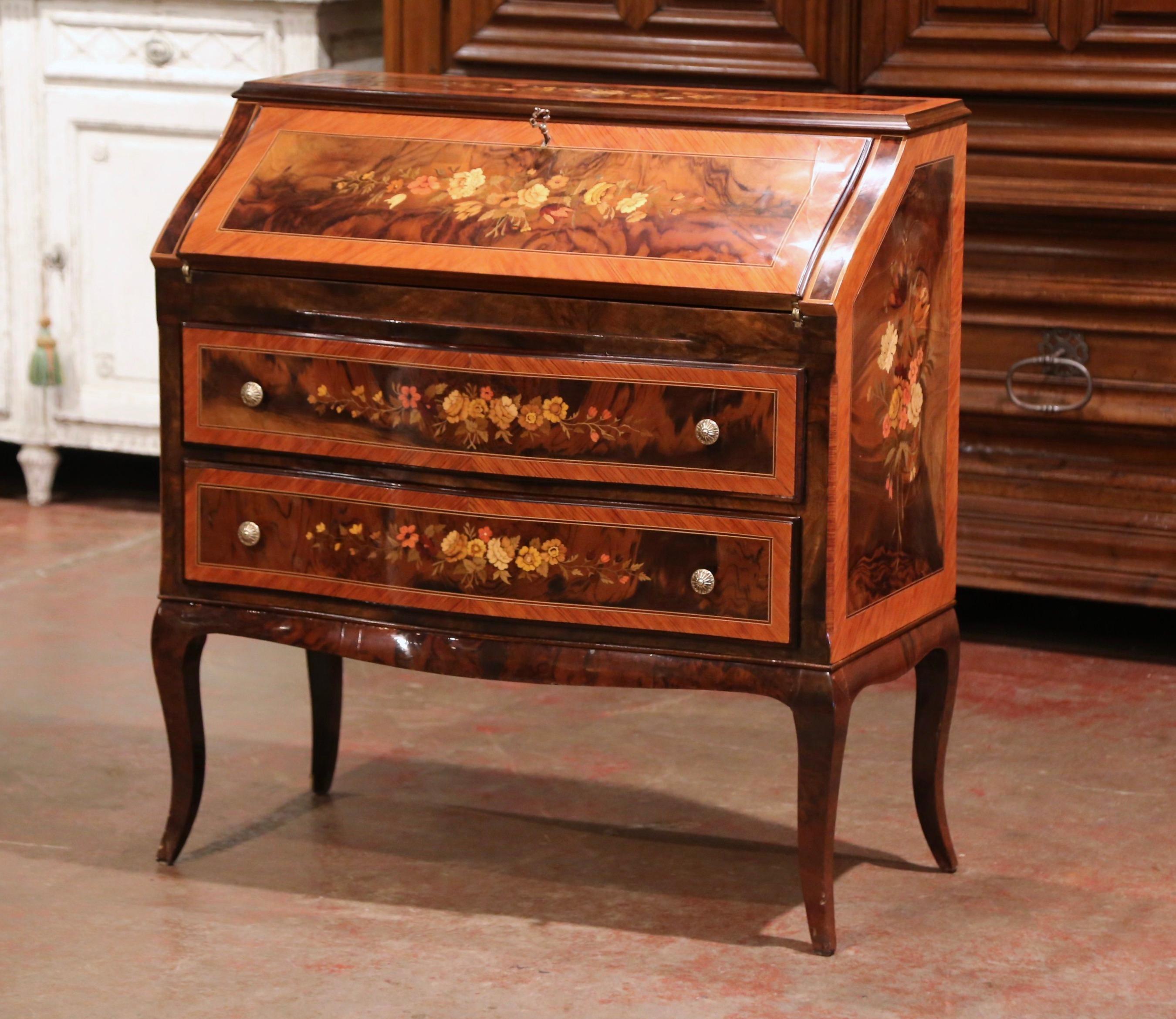Inlay Early 20th Century French Louis XV Inlaid Marquetry Secretary Lady's Desk