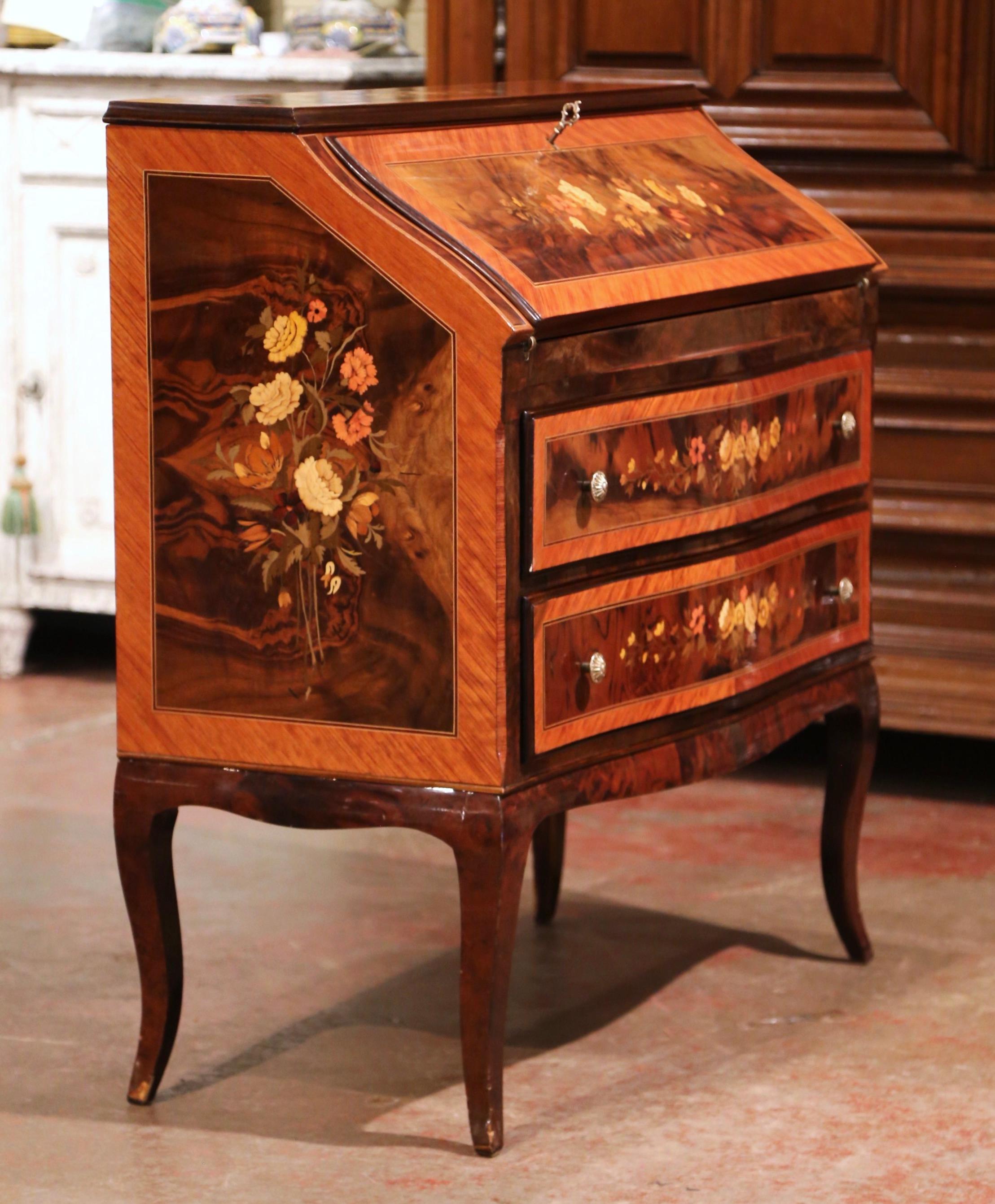 Early 20th Century French Louis XV Inlaid Marquetry Secretary Lady's Desk 2