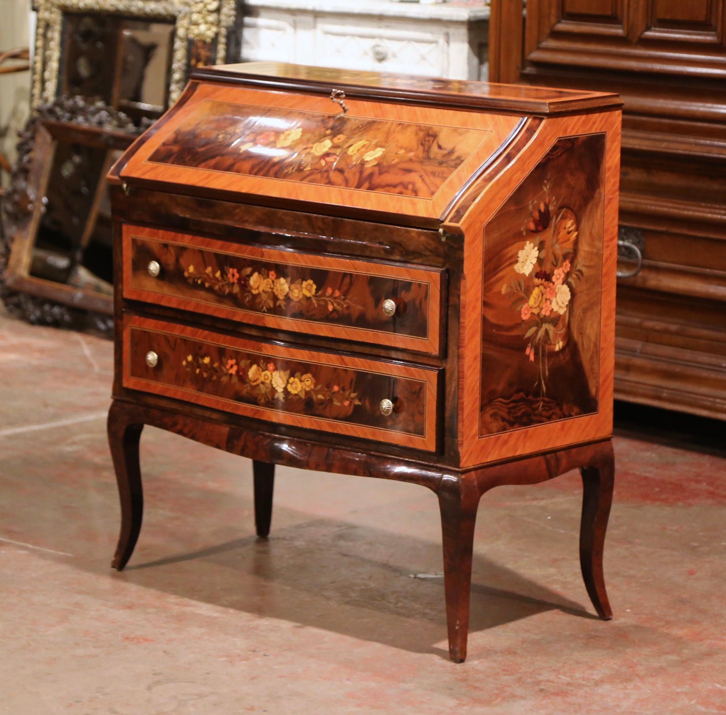 Early 20th Century French Louis XV Inlaid Marquetry Secretary Lady's Desk 4