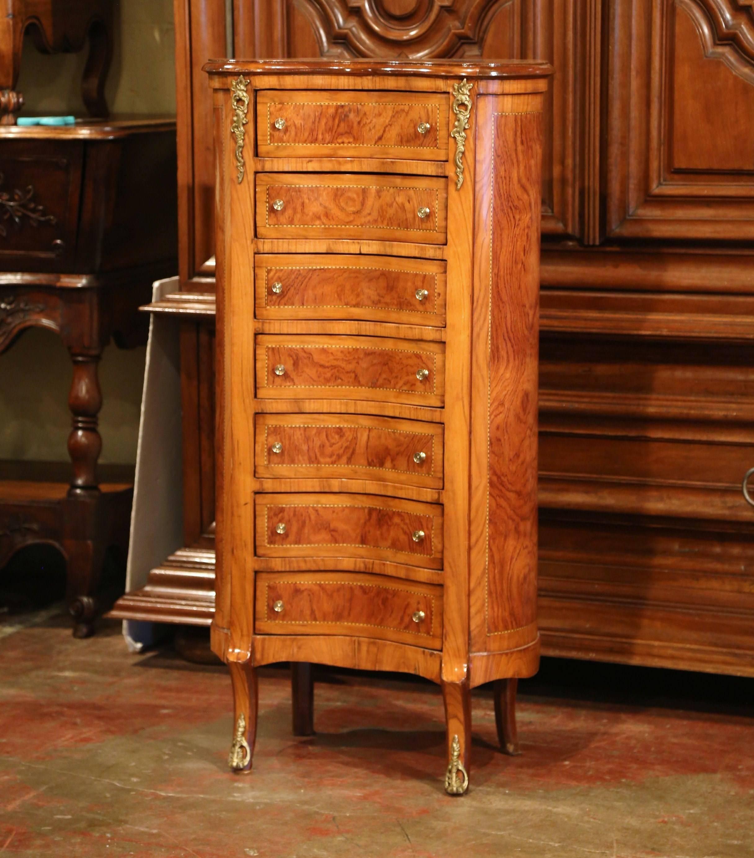 Bronze Early 20th Century French Louis XV Kidney Shaped Seven-Drawer Chest of Drawers