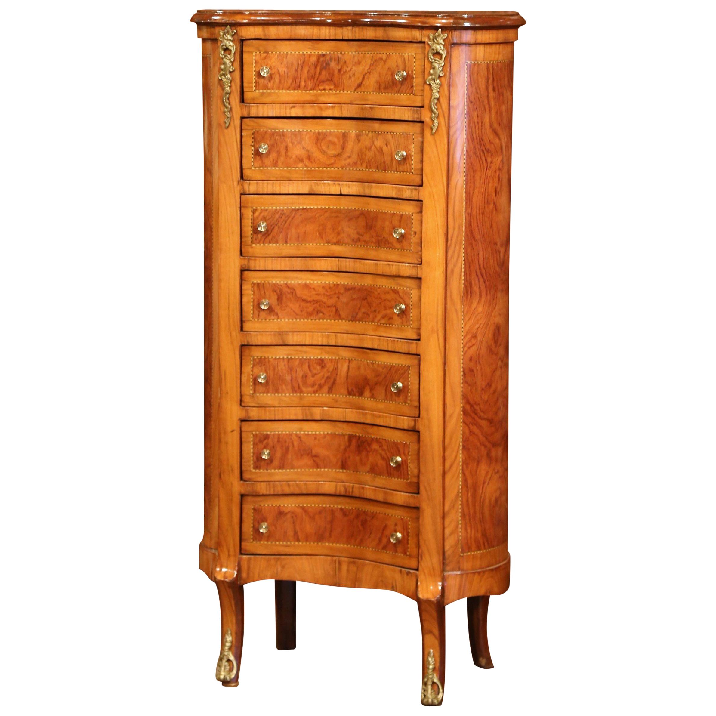 Early 20th Century French Louis XV Kidney Shaped Seven-Drawer Chest of Drawers