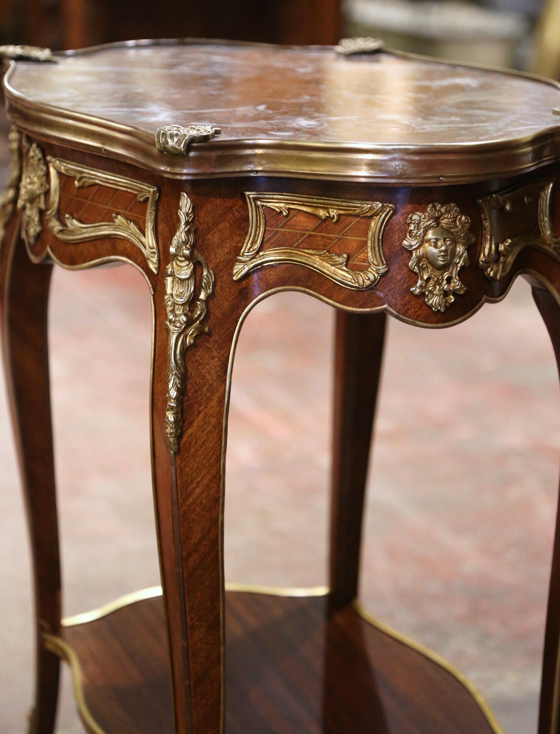Early 20th Century French Louis XV Marble Top and Ormolu Side Table 5