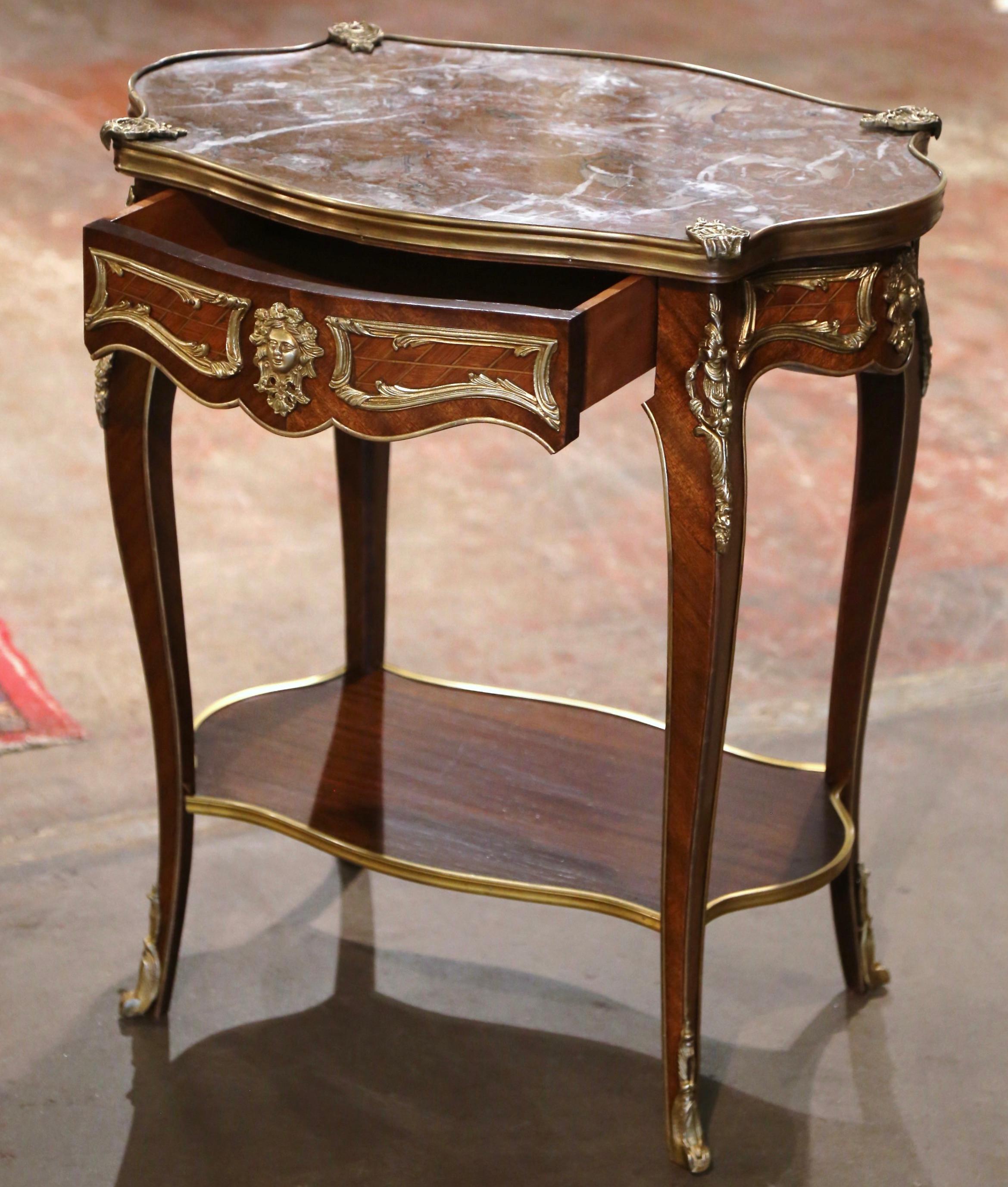 Early 20th Century French Louis XV Marble Top and Ormolu Side Table 7