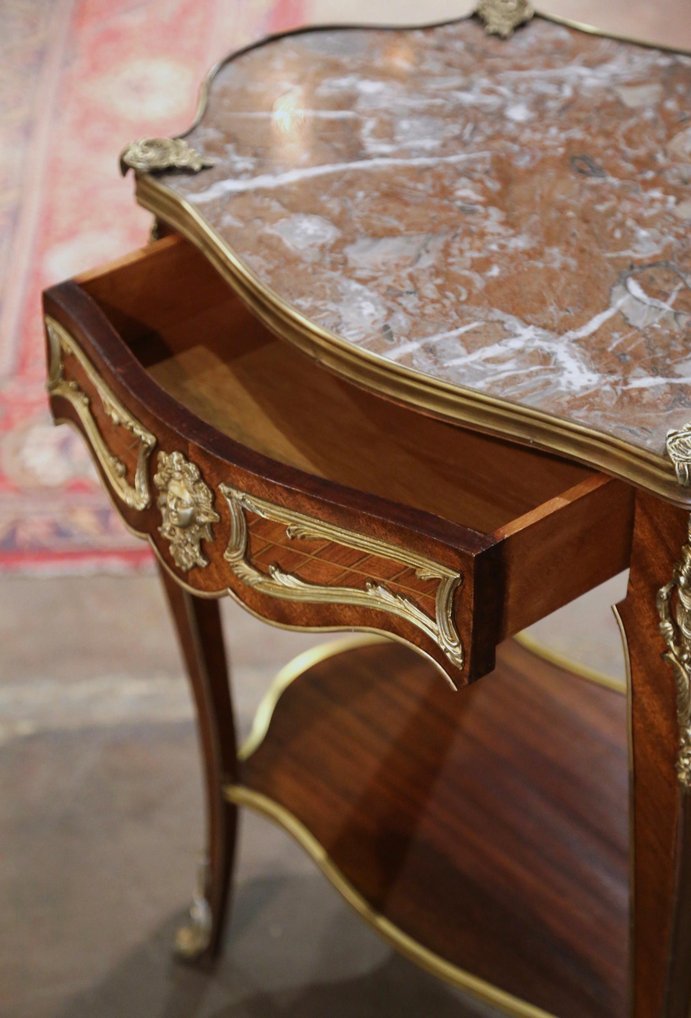 Early 20th Century French Louis XV Marble Top and Ormolu Side Table 8
