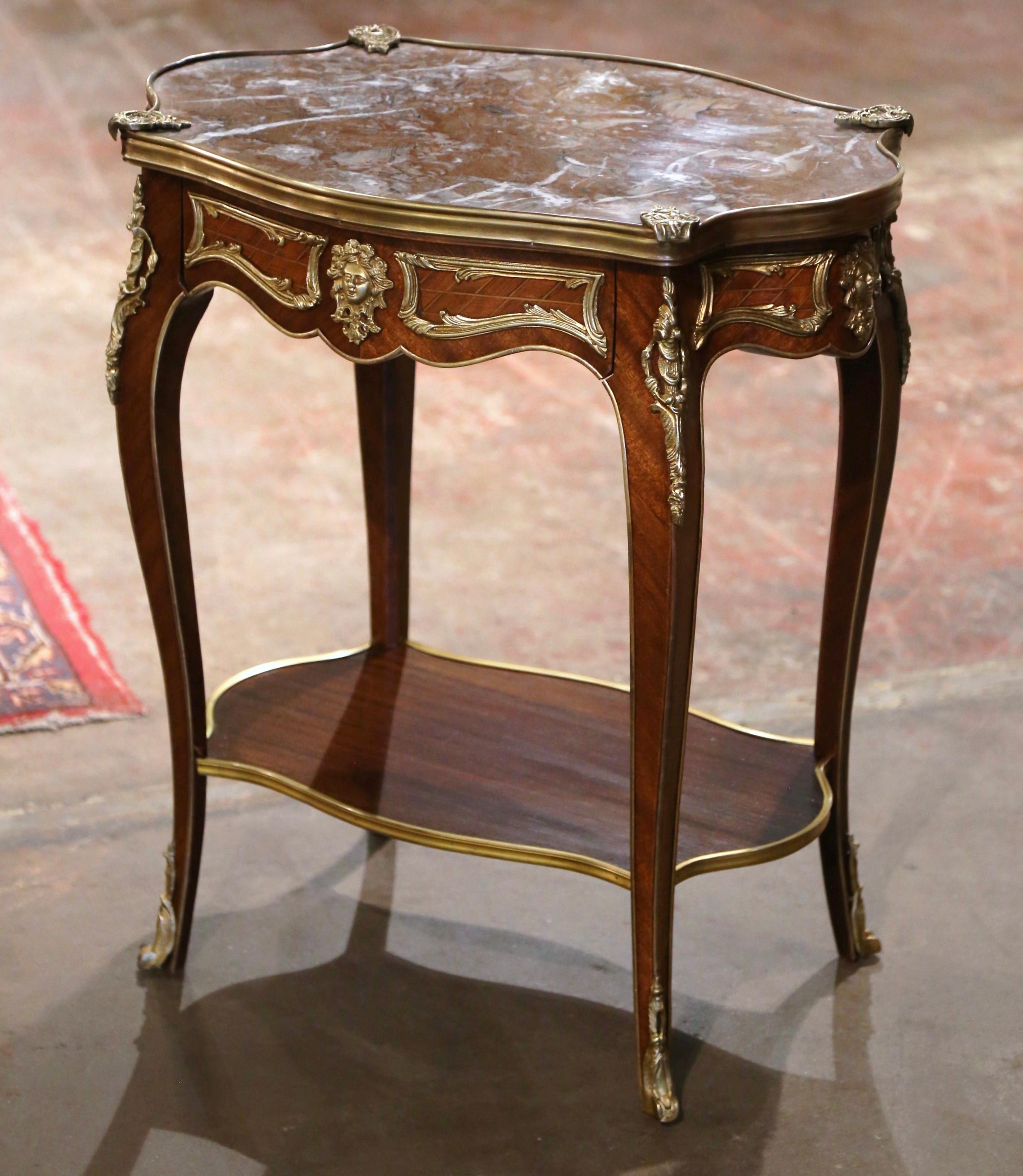 Early 20th Century French Louis XV Marble Top and Ormolu Side Table 1