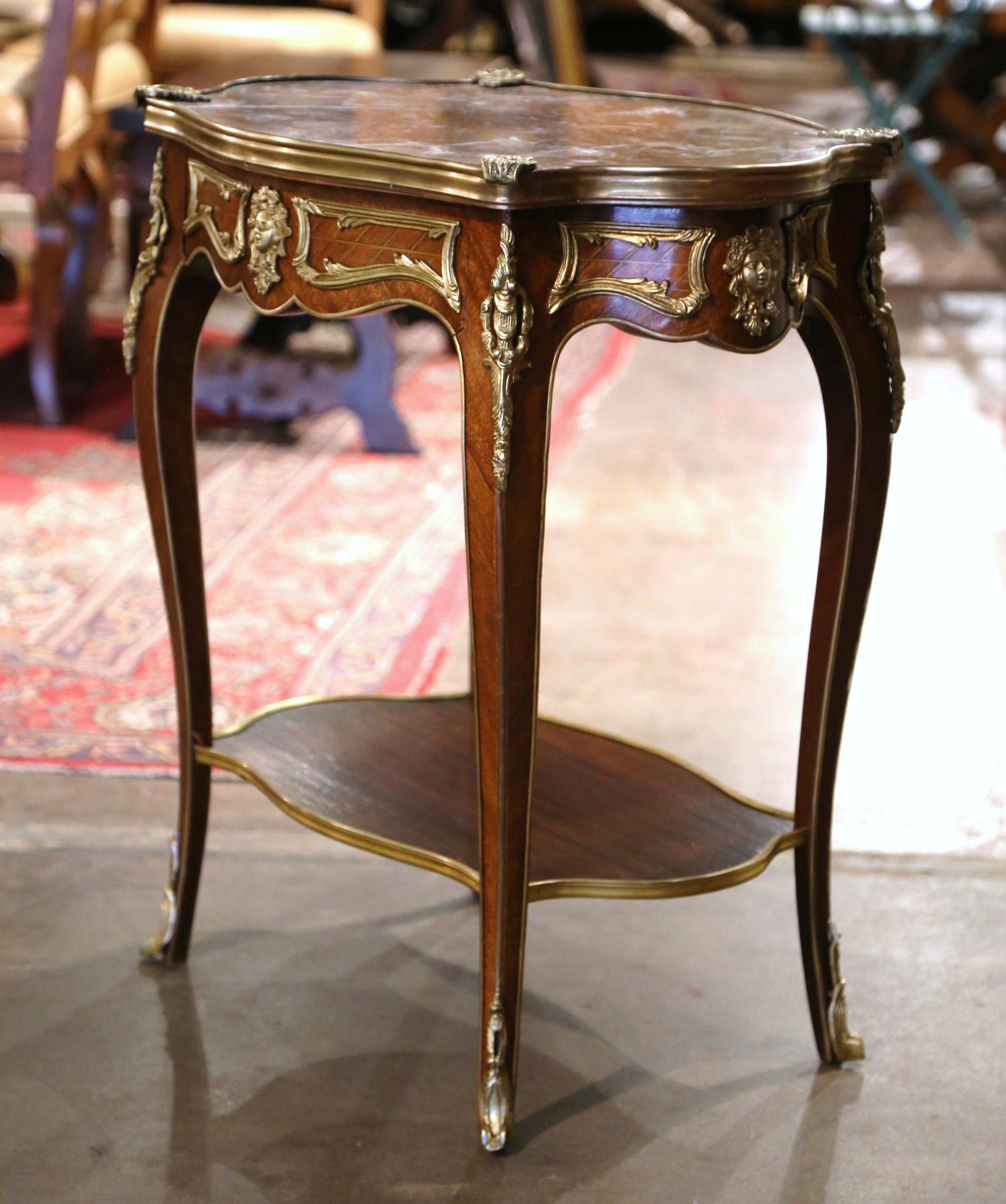 Early 20th Century French Louis XV Marble Top and Ormolu Side Table 2