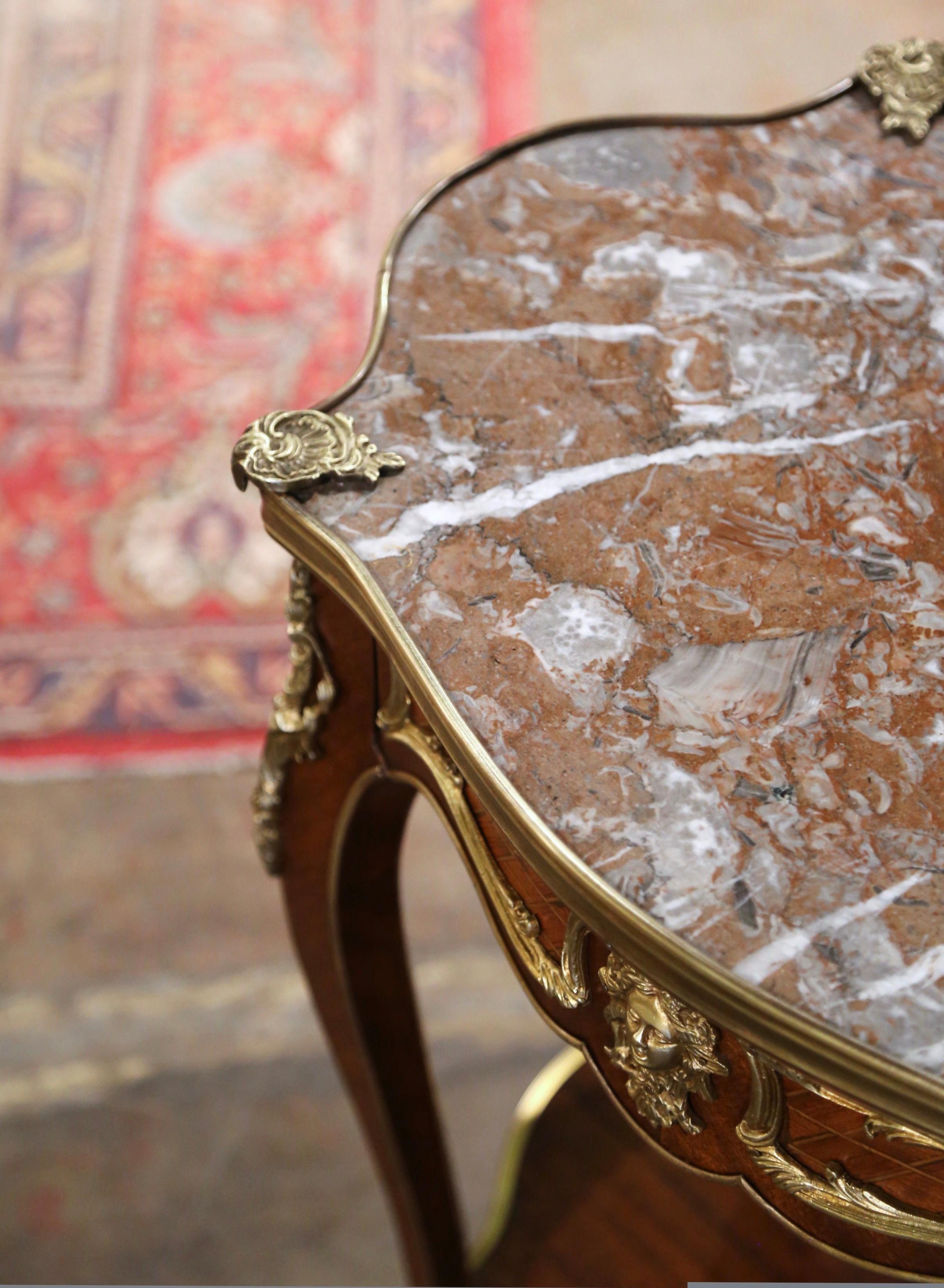 Early 20th Century French Louis XV Marble Top and Ormolu Side Table 3