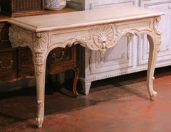 Early 20th Century French Louis XV Painted Oak Wall Console Table
