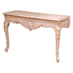 Early 20th Century French Louis XV Painted Oak Wall Console Table