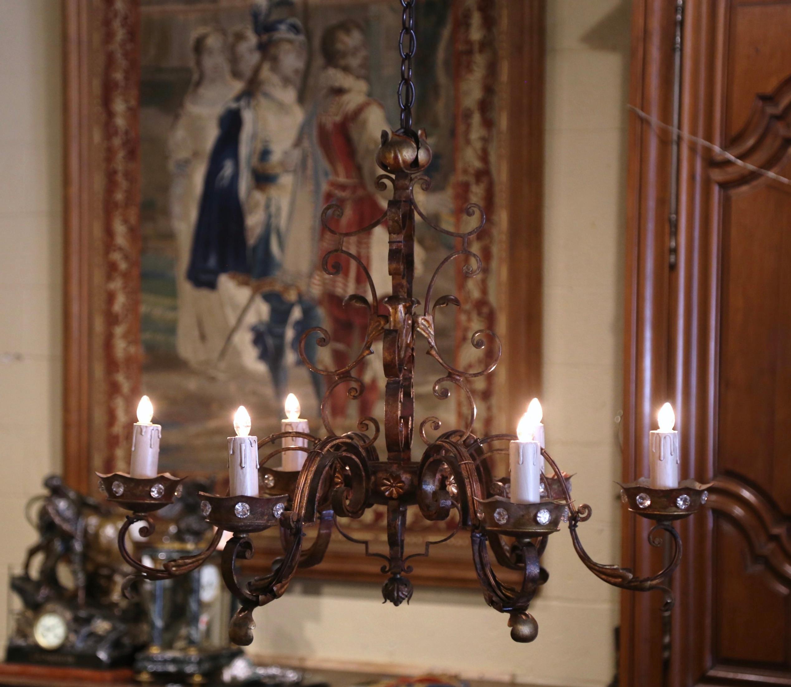 Early 20th Century French Louis XV Six-Light Iron Chandelier 5