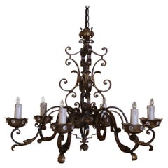 Französischer Louis XV-Kronleuchter aus Eisen mit sechs Lichtern aus dem frühen 20.