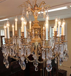 Early 20th Century French Louis XV Style Bronze and Crystal Chandlier 30 X 30