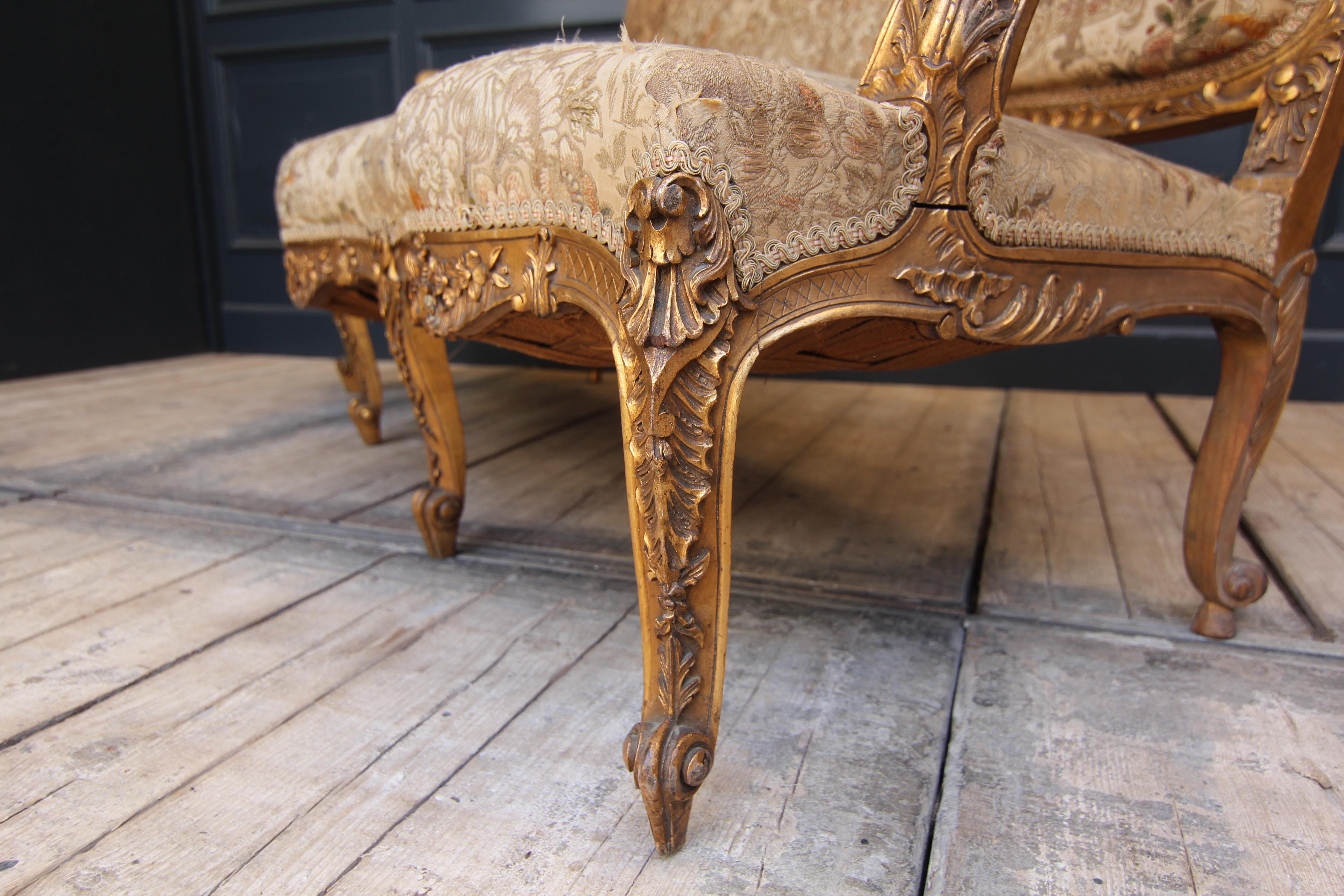 Early 20th Century French Louis XV Style Giltwood and Tapestry Salon Suite 9
