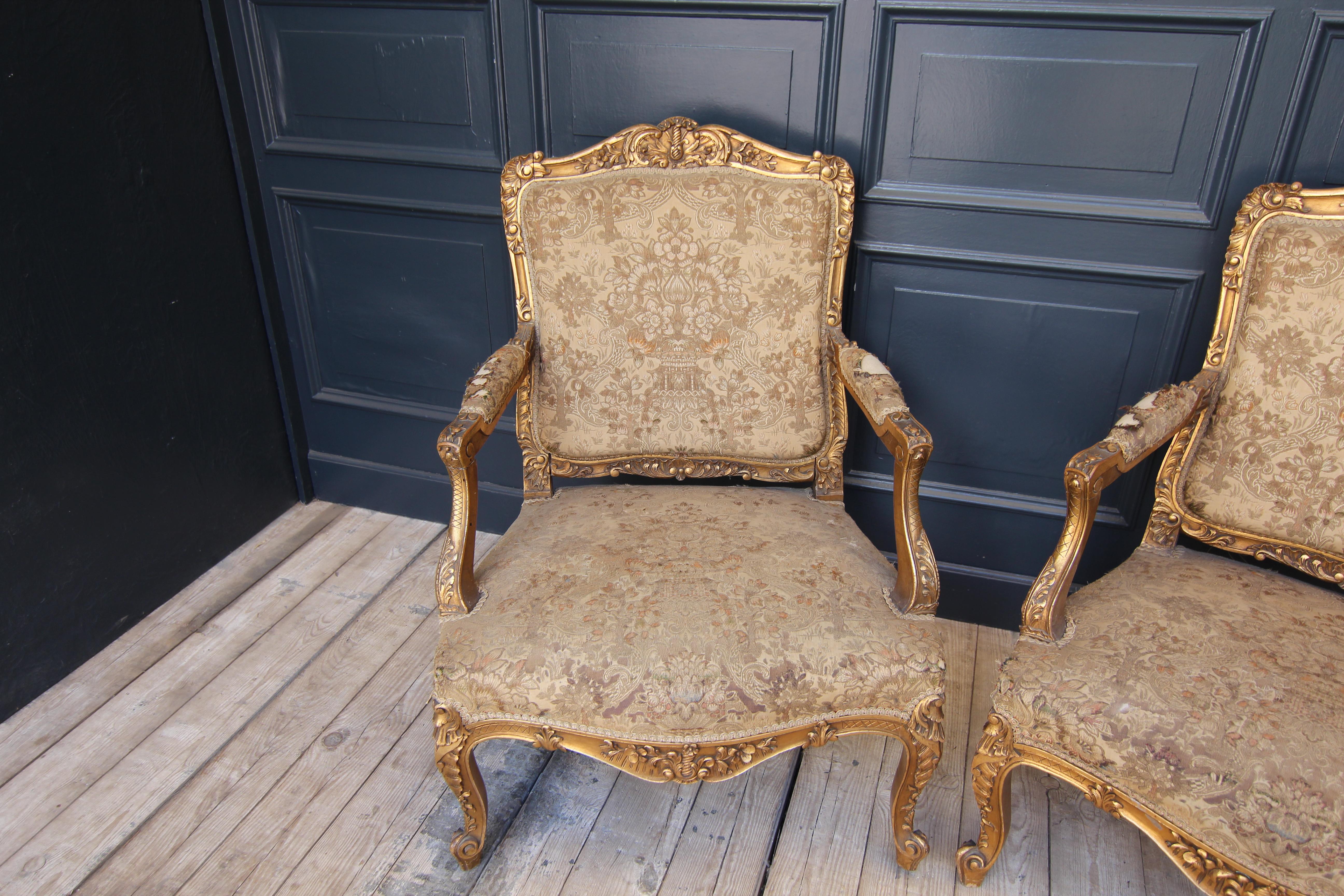 Early 20th Century French Louis XV Style Giltwood and Tapestry Salon Suite 14