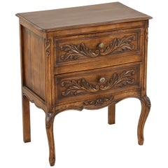 Vintage Early 20th Century French Louis XV Style Hand-Carved Ash Nightstand, Small Chest