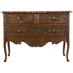 Early 20th Century French Louis XV Style Hand Carved Oak Commode Sauteuse, Chest