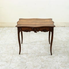 Early 20th Century French Louis XV Style Hand Carved Oak Side Table