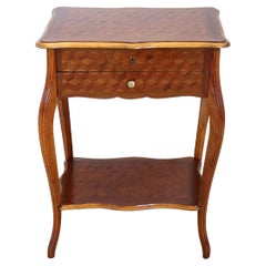 Early 20th Century French Louis XV Style Marquetry Wood Side Table Vanity Table