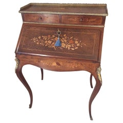 Early 20th Century French Louis XV Style Opening Rosewood Inlaid Secretaire