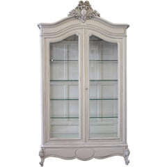 Early 20th Century French Louis XV Style Painted Rosewood Armoire Curio Cabinet
